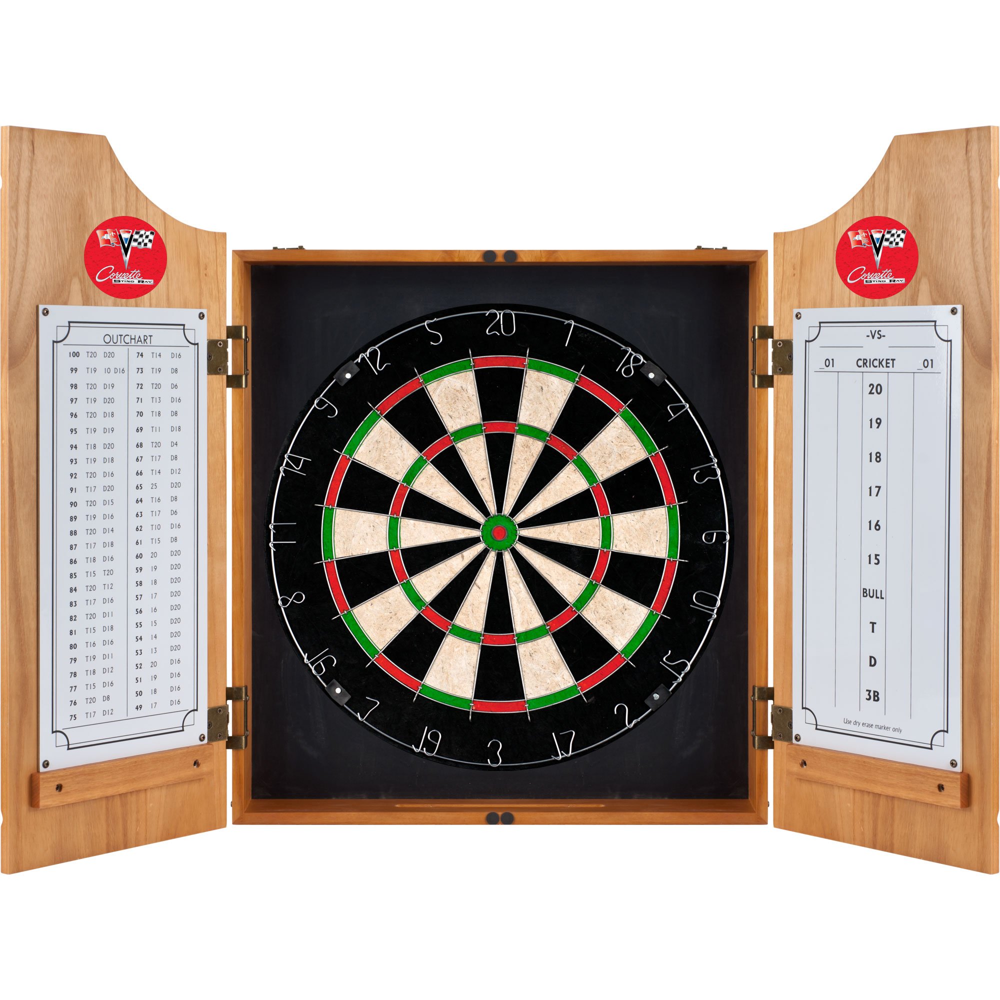 Chevrolet Corvette Wooden Dart Cabinet Set - Premium Dartboard Cabinet for Home, Bar, and Game Room Decor - Perfect for Sports Fans and Dart Enthusiasts