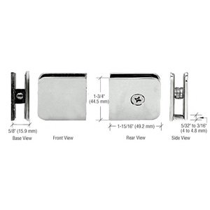 CRL UC79PN Polished Nickel Oversized Fixed Panel U-Clamp for Glass Door Installation - Heavy Duty Hardware for Commercial Storefronts and Shower Enclosures