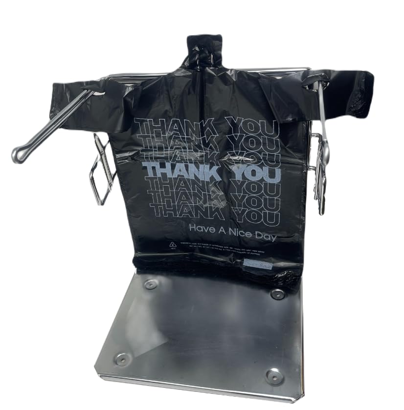 ROYALNA 12x6.5x21 Inch Reusable Plastic T-Shirt Bags - Grocery Shopping Bags for Restaurants, Convenience Stores & Food Service - Disposable Thank You Bags in Black/White - Perfect for Retail Packaging, Takeout Orders & Customer Purchases