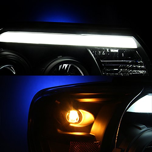 AKKON LED Tube Projector Headlights & LED Tail Lights for 2012-2015 Toyota Tacoma Pickup - Black | Upgrade Your Truck's Lighting for Night Driving & Off-Road Adventures