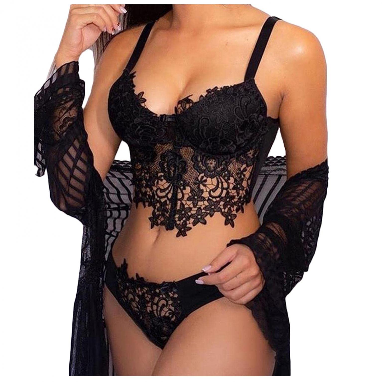 Sexy Women's Lingerie Set - Lace Babydoll & G-String for Valentine's, Christmas & Special Occasions - Plus Size Available for Date Night & Boudoir Photography