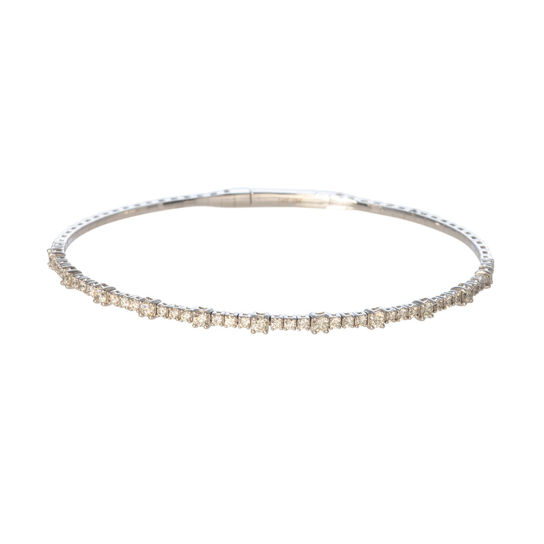 1ctw Diamond 14K White Gold Flexible Bangle Bracelet for Women - Elegant Stackable Jewelry for Everyday Wear & Special Occasions