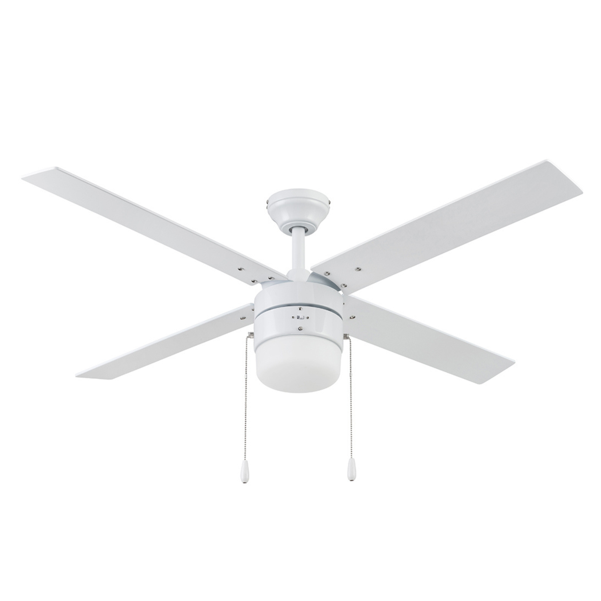 52 Inch White Ceiling Fan with Pull Chain - Modern & Energy Efficient for Living Room, Bedroom, or Office
