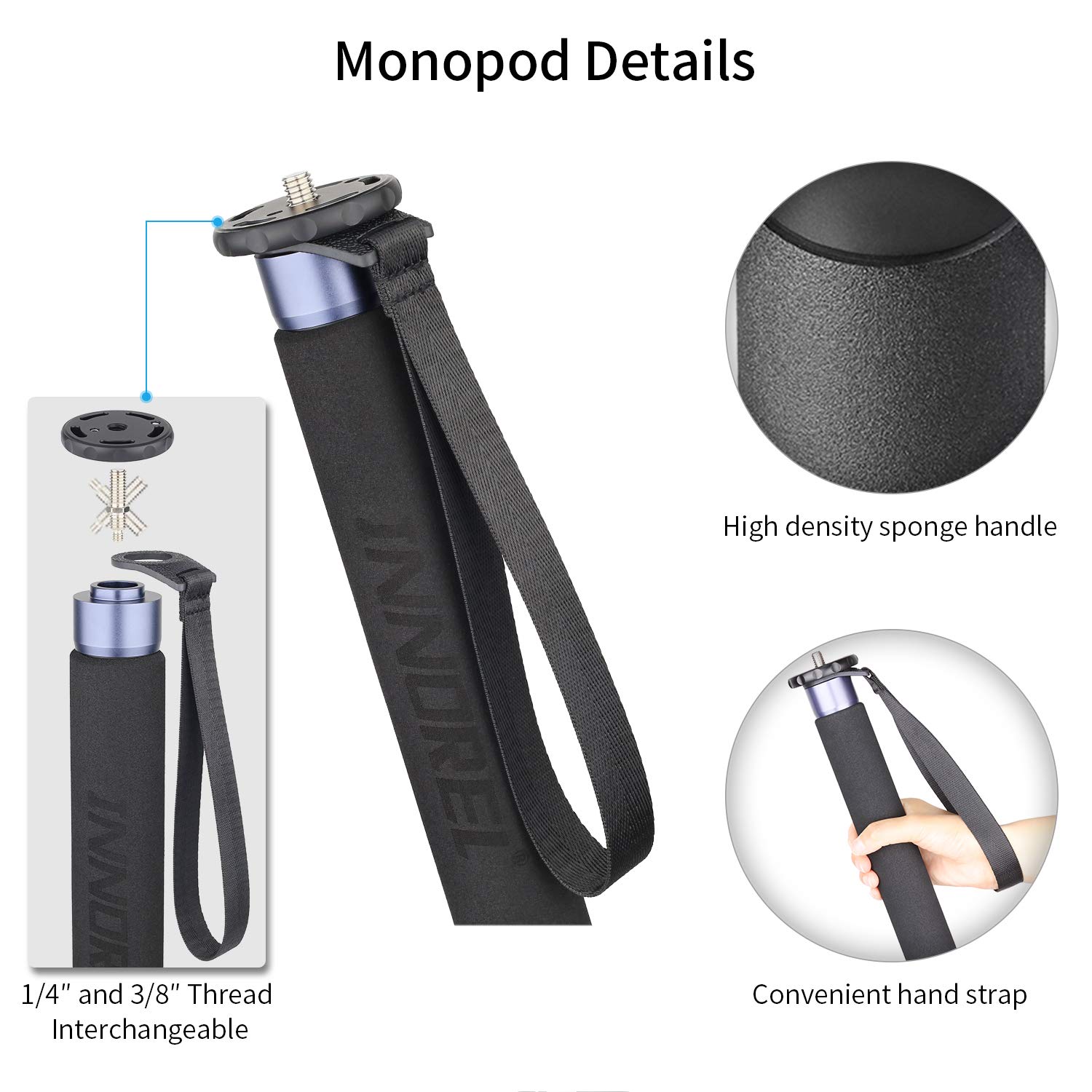 INNOREL VM75CK Carbon Fiber Video Monopod with Hydraulic Fluid Head - Professional Telescopic Tripod Stand for DSLR, Camcorder, GoPro - Max Load 22lbs/10kg - Perfect for Travel, Vlogging & Outdoor Photography