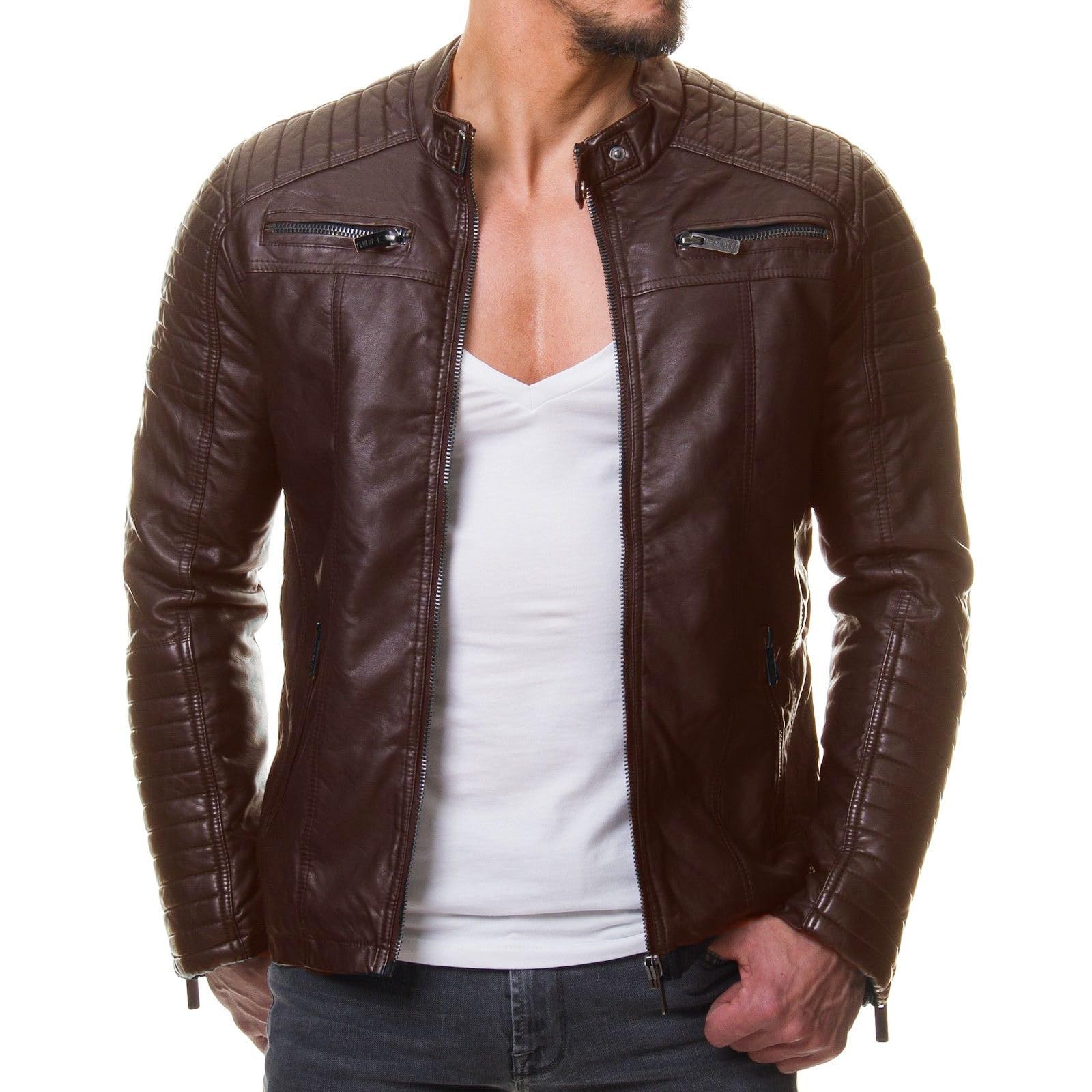 **DECIMAL Men's Black Real Lambskin Leather Biker Jacket – Vintage Genuine Motorcycle Jacket for Men – Perfect for Riding, Casual Wear & Outdoor Adventures**