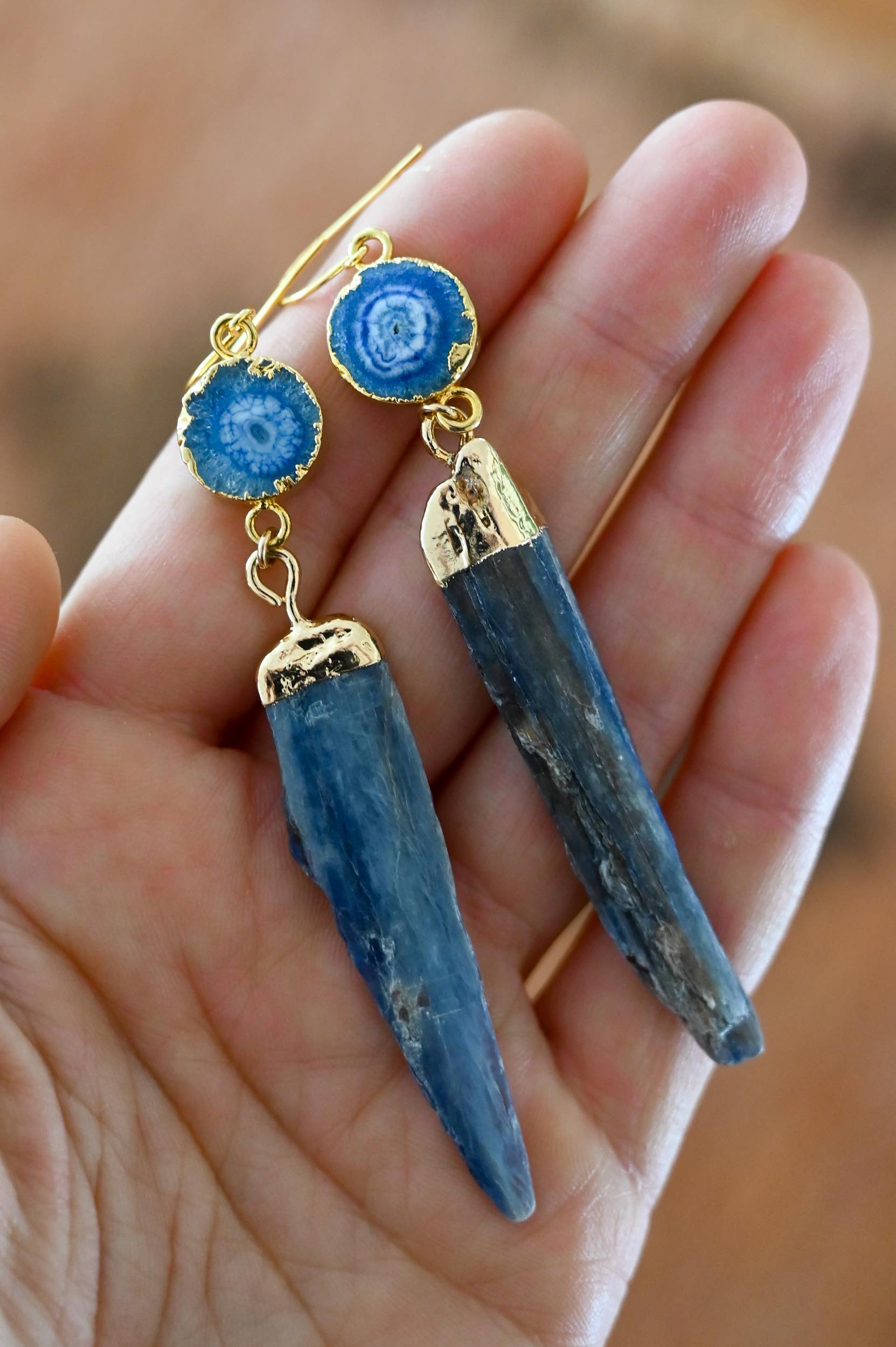 Kyanite Earrings for Women - Genuine Healing Crystal Jewelry for Chakra Balancing & Spiritual Growth | Perfect for Meditation, Yoga & Daily Wear