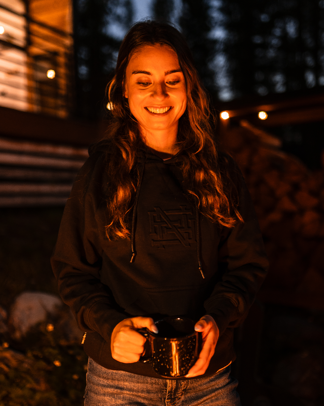 Stylish Black Embossed Pullover Sweatshirt for Men & Women - Perfect for Casual Wear, Outdoors, and Layering