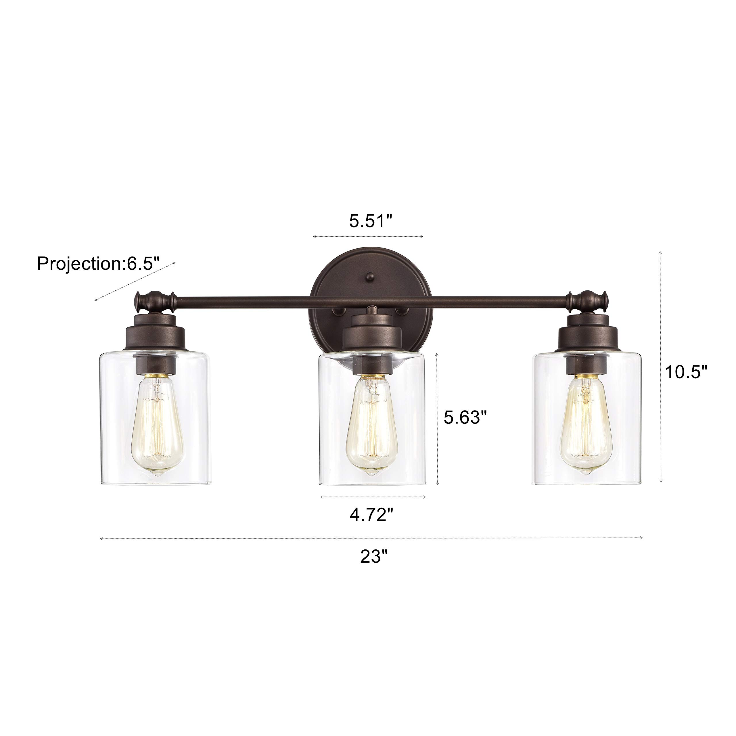 3-Light Oil Rubbed Bronze Bathroom Vanity Light Fixture - 23 Inch Wide - Perfect for Modern and Traditional Bathroom Decor