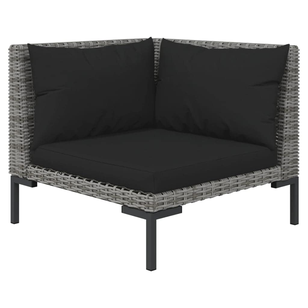 vidaXL 5-Piece Patio Lounge Set - Modern Dark Gray Poly Rattan Outdoor Sectional Sofa with Cushions - Perfect for Backyard, Poolside & Garden Relaxation