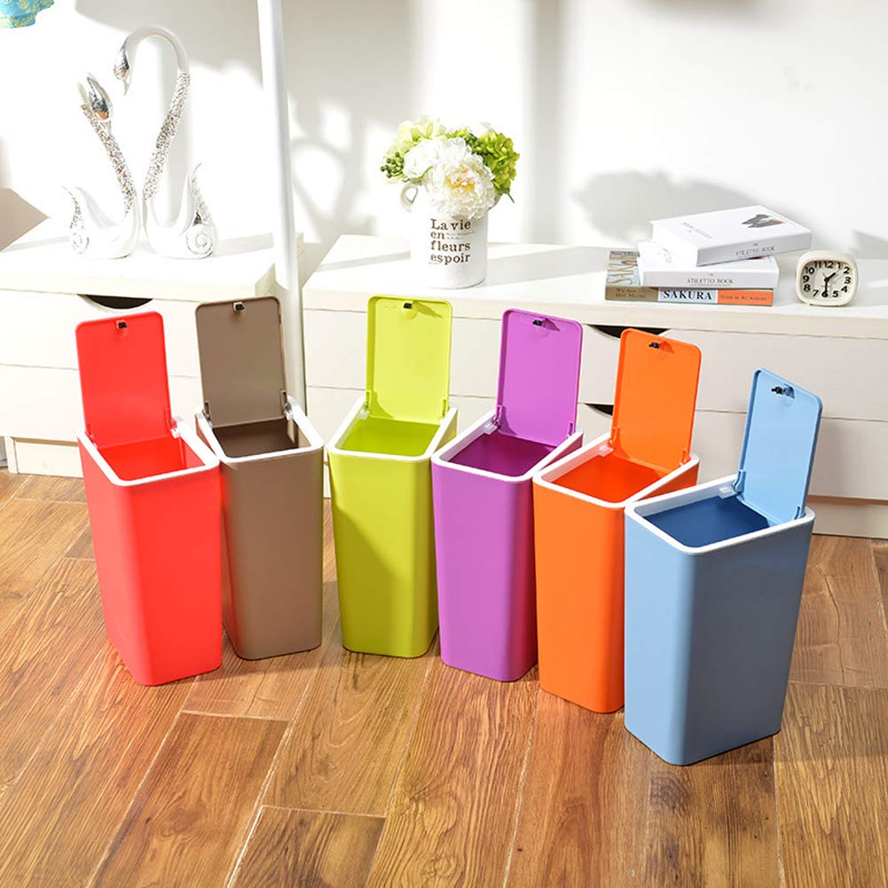 Hflove Green Push-Button Plastic Trash Can - 3 Gallon Bathroom Waste Bin with Lid for Toilet, Kitchen, Office & Home Use