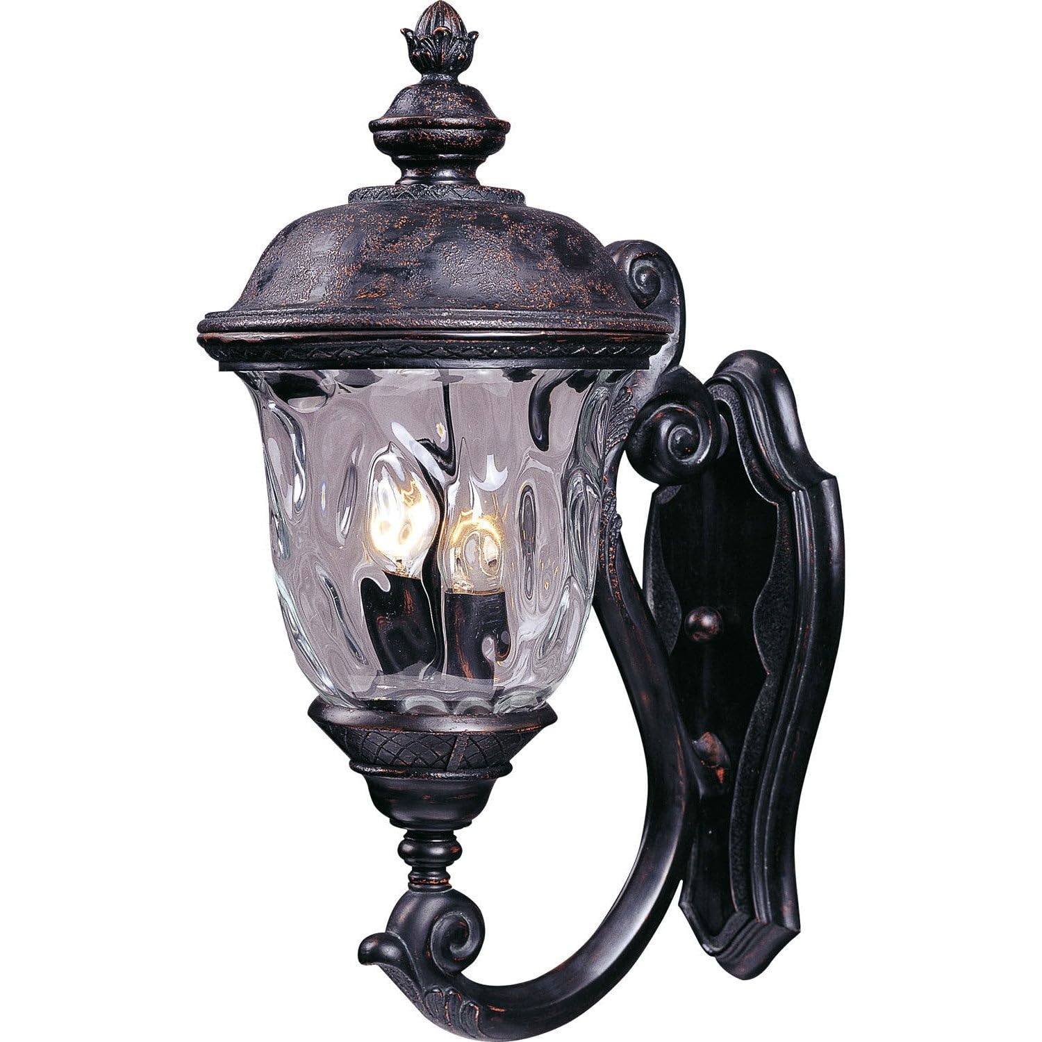 Maxim Lighting 40423WGOB Two-Light Water Glass Wall Lantern in Oriental Bronze - Outdoor Porch Light for Patio, Garden & Entryway Lighting