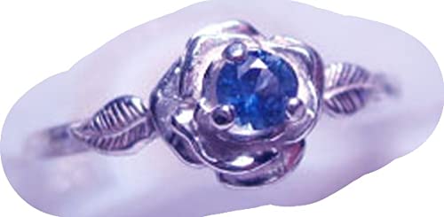 Montana Yogo Sapphire Rose Ring - Sterling Silver 925 Handmade Jewelry for Women, Elegant Gift for Valentine's Day, Anniversary & Special Occasions