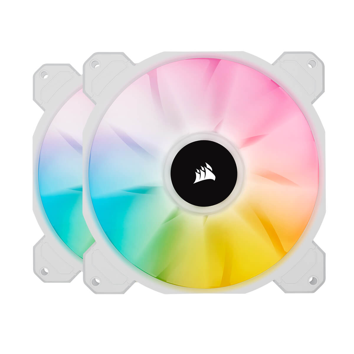 Corsair iCUE SP140 RGB ELITE White Performance 140mm PWM Dual Fan Pack with Lighting Node - High Airflow PC Cooling for Gaming Rigs & Computer Cases