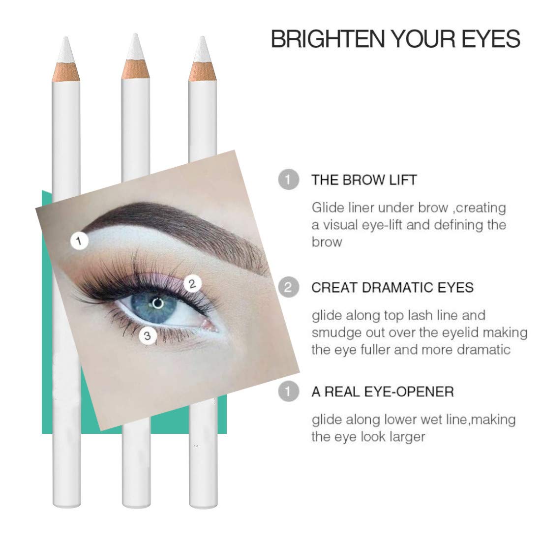 VARS LONDON White Kajal Pencil - Waterproof & Smudge Proof Eyeliner for Bright Eyes | Auto White Kohl Kajal for Day & Night Makeup | Perfect for Festivals, Parties & Special Occasions