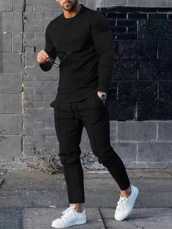 Stylish Men's Casual Jogger Two-Piece Set - Comfortable Lounge & Workout Outfit for Home, Gym, and Everyday Wear