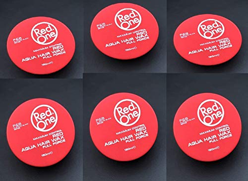 6-Pack Red One Aqua Wax Full Force Red 150ml - Strong Hold Hair Styling Wax for Men (Not Color Wax) - Perfect for Textured Hairstyles, Pompadours & Everyday Grooming