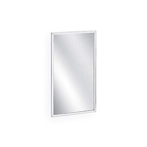 Bradley 781-024360 24x36 Inch Stainless Steel Roll-Formed Channel Frame Mirror with Bright Polish Finish - Perfect for Bathroom, Bedroom, and Living Room Decor