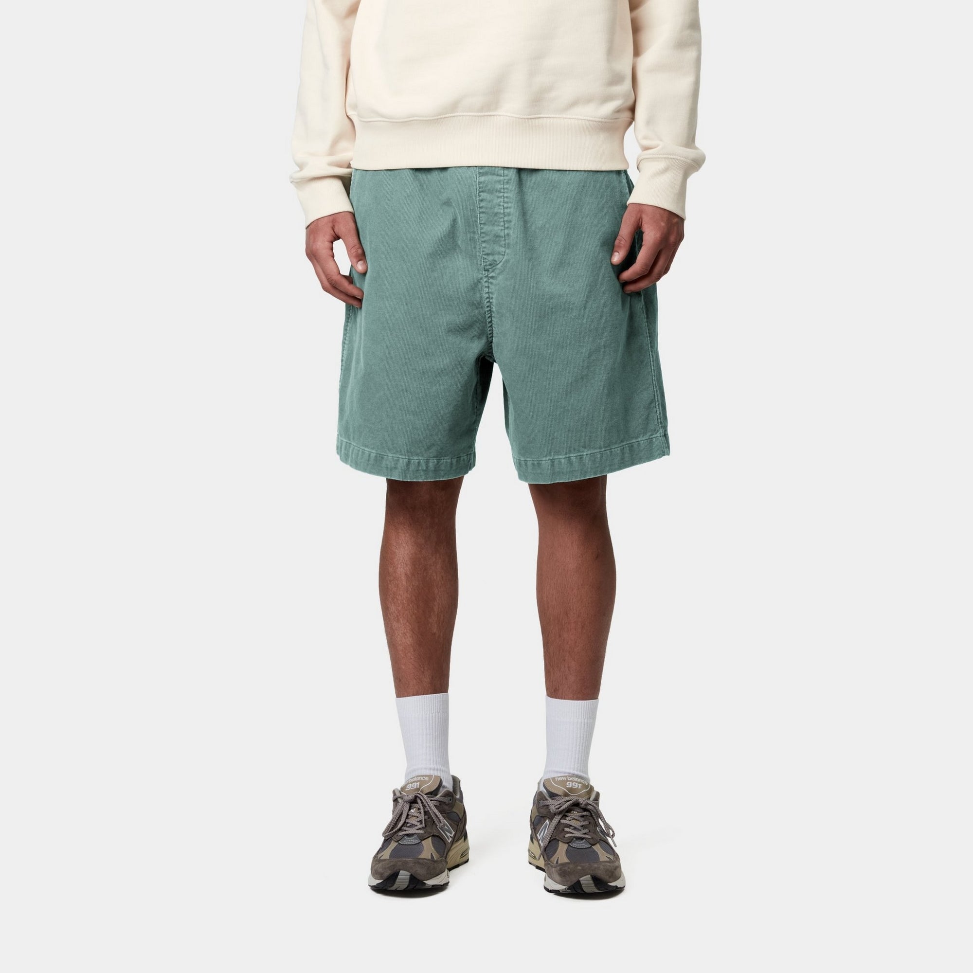Reynold Corduroy Shorts for Men - Silver Pine (Dusky Washed) | Comfortable Stretch Cotton Casual Shorts | Perfect for Summer Outings, Beach Trips, and Weekend Relaxation