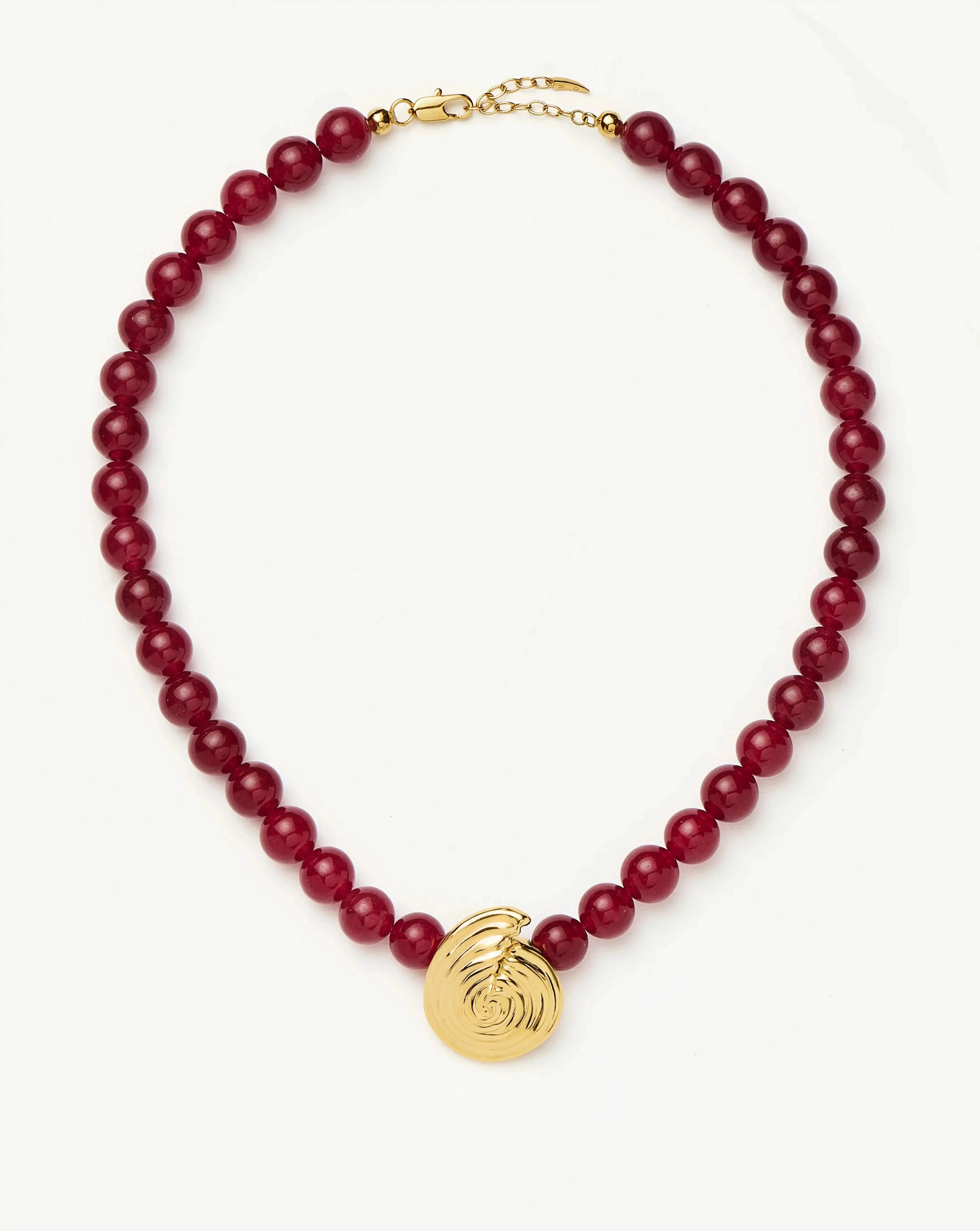 Spiral Gemstone Beaded Pendant Necklace - 18k Gold Plated Dark Cherry Crystal Quartz Jewelry for Women | Elegant Gift for Birthday, Anniversary & Special Occasions