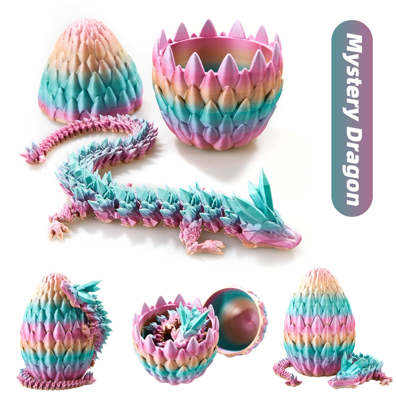 3D Printed Dragon Egg - 15 Inch Crystal Dragon Easter Surprise Egg, Fidget Toys for Kids & Adults, Unique Home Office Decor Gift for Birthdays & Holidays | Perfect for Stress Relief, Party Favors & Fantasy Collectibles