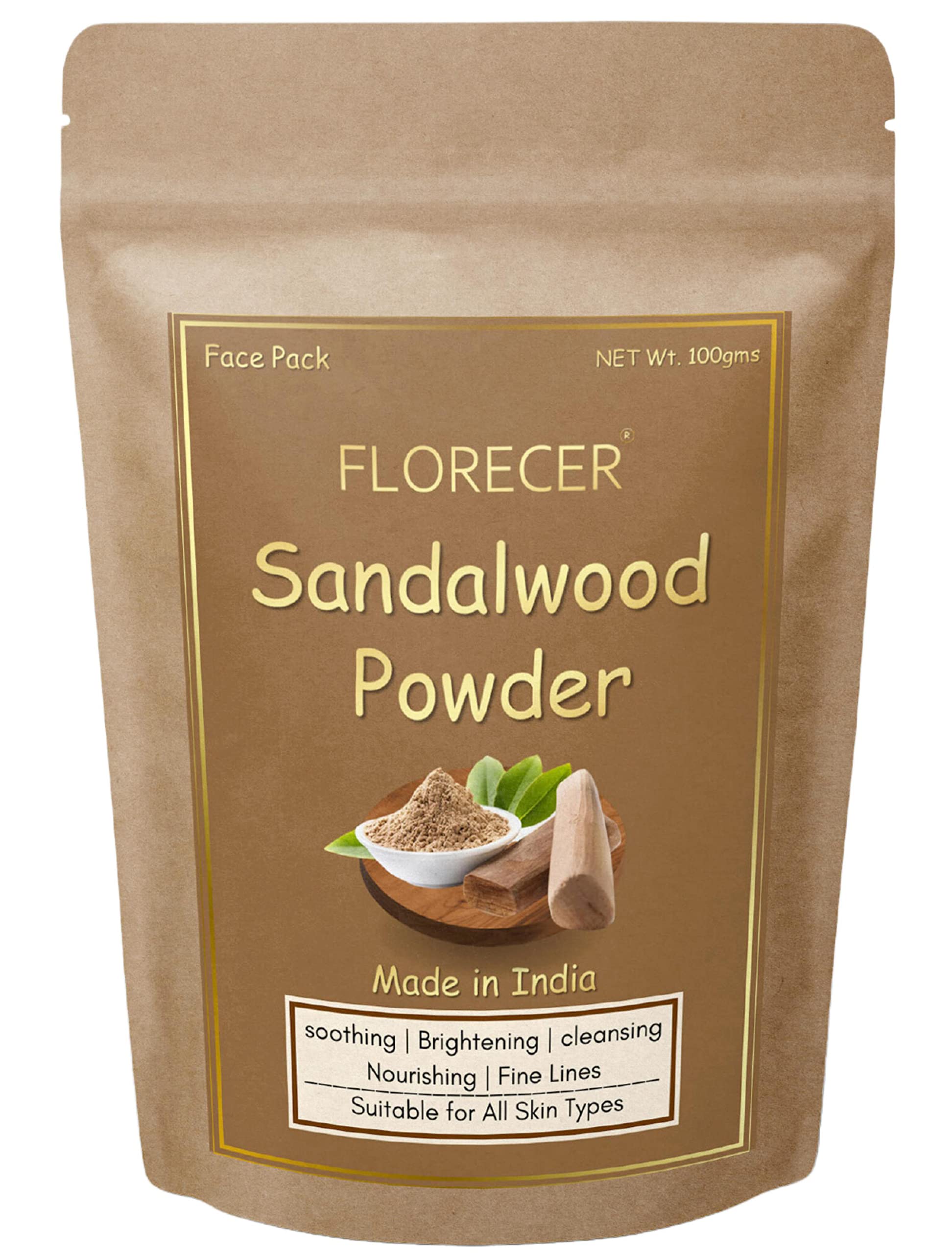 Organic Sandalwood Powder for Face Mask - 100% Pure & Natural Chandan Powder for Glowing Skin, Acne & Tan Removal (100g) | DIY Skincare, Ayurvedic Beauty Treatment, Spa & Home Facial Use