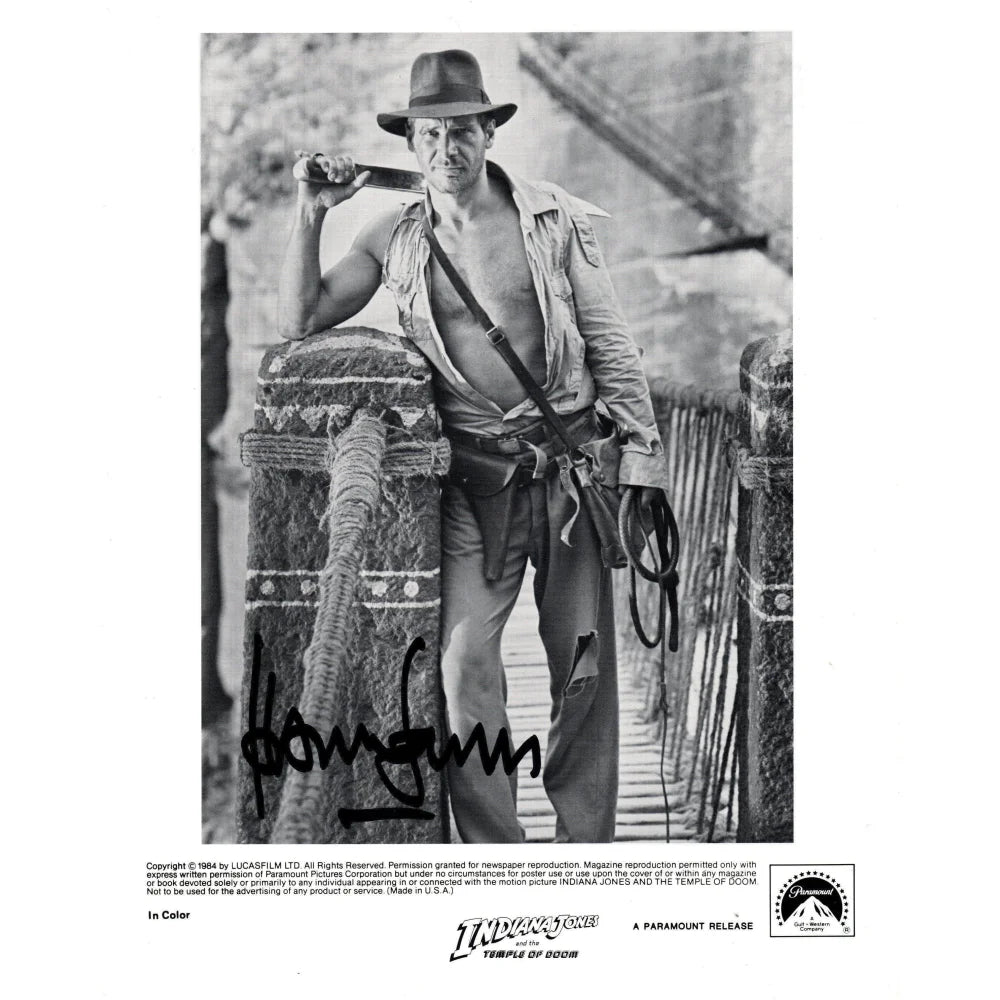 Harrison Ford Autographed Indiana Jones 8x10 Photo with JSA COA - Temple of Doom Movie Memorabilia - Perfect for Movie Collectors, Fans & Home Theater Decor