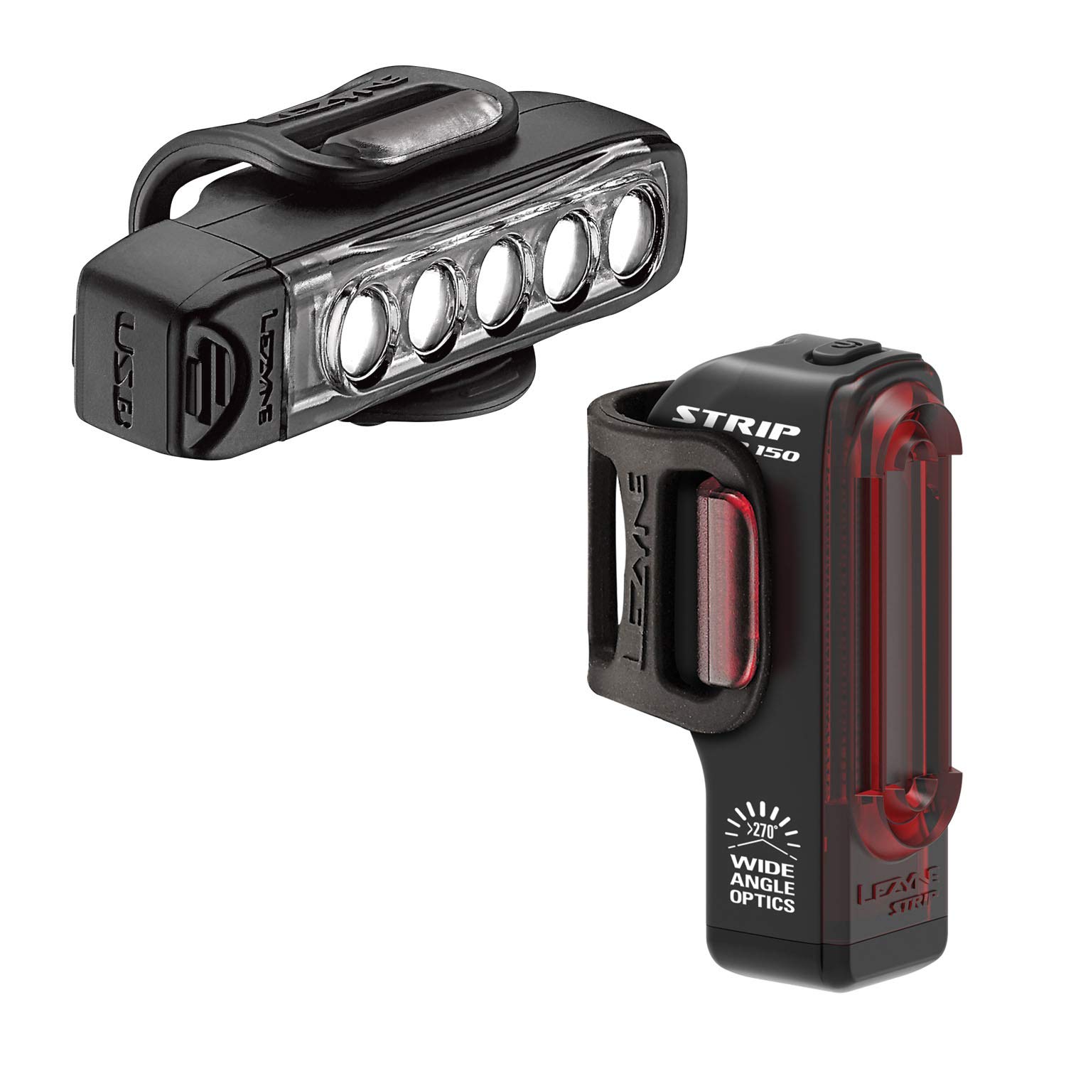 LEZYNE STRIP DRIVE PRO LED Bike Light Set - High Visibility Headlight and Taillight for Night Cycling, Commuting & Mountain Biking