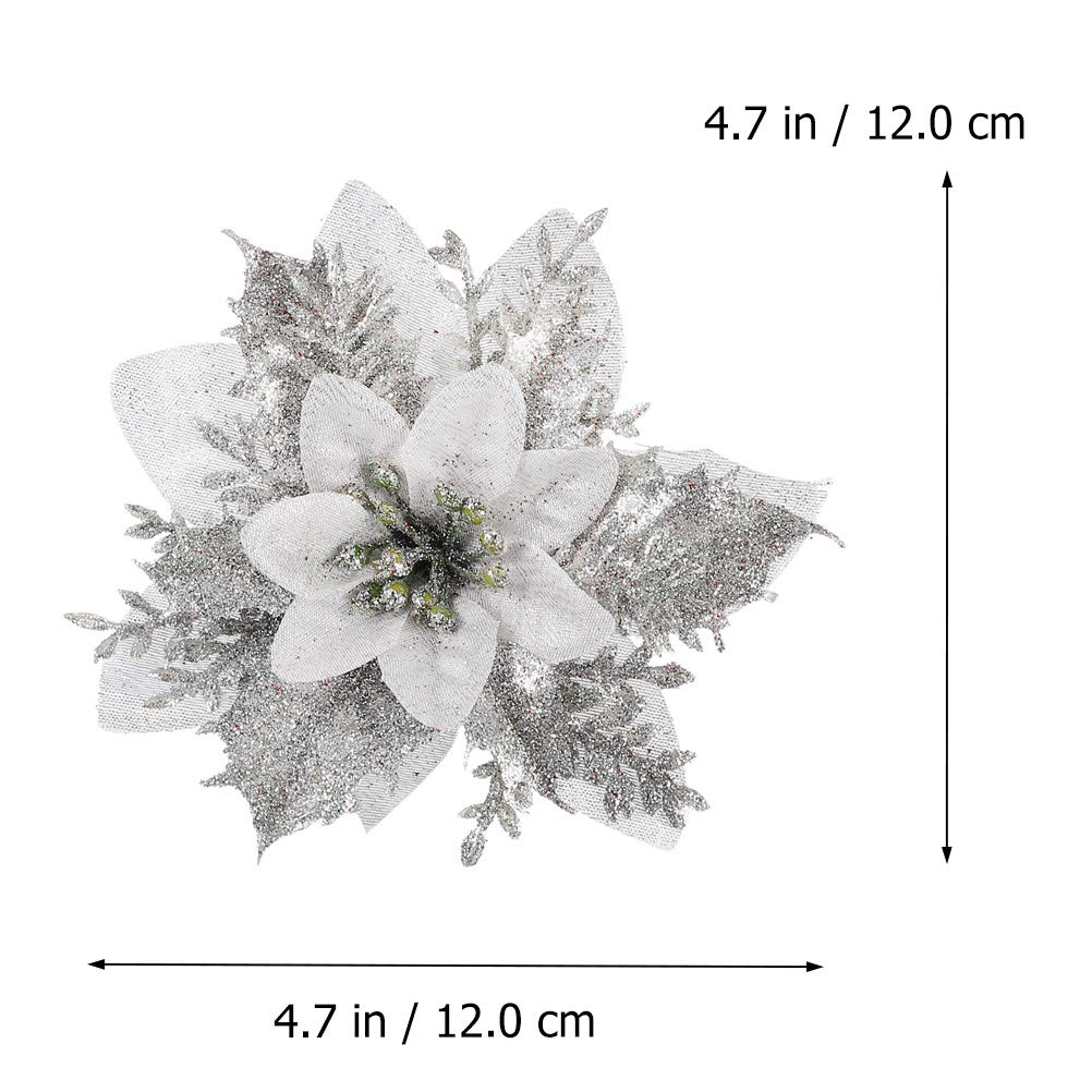 15Pcs Christmas Poinsettias Artificial Flowers - Mini Gold Dust Floral Decor for DIY Garland, Tree, Wreath & Holiday Home Decoration | Perfect for Xmas Party, Mantel, Table Centerpiece