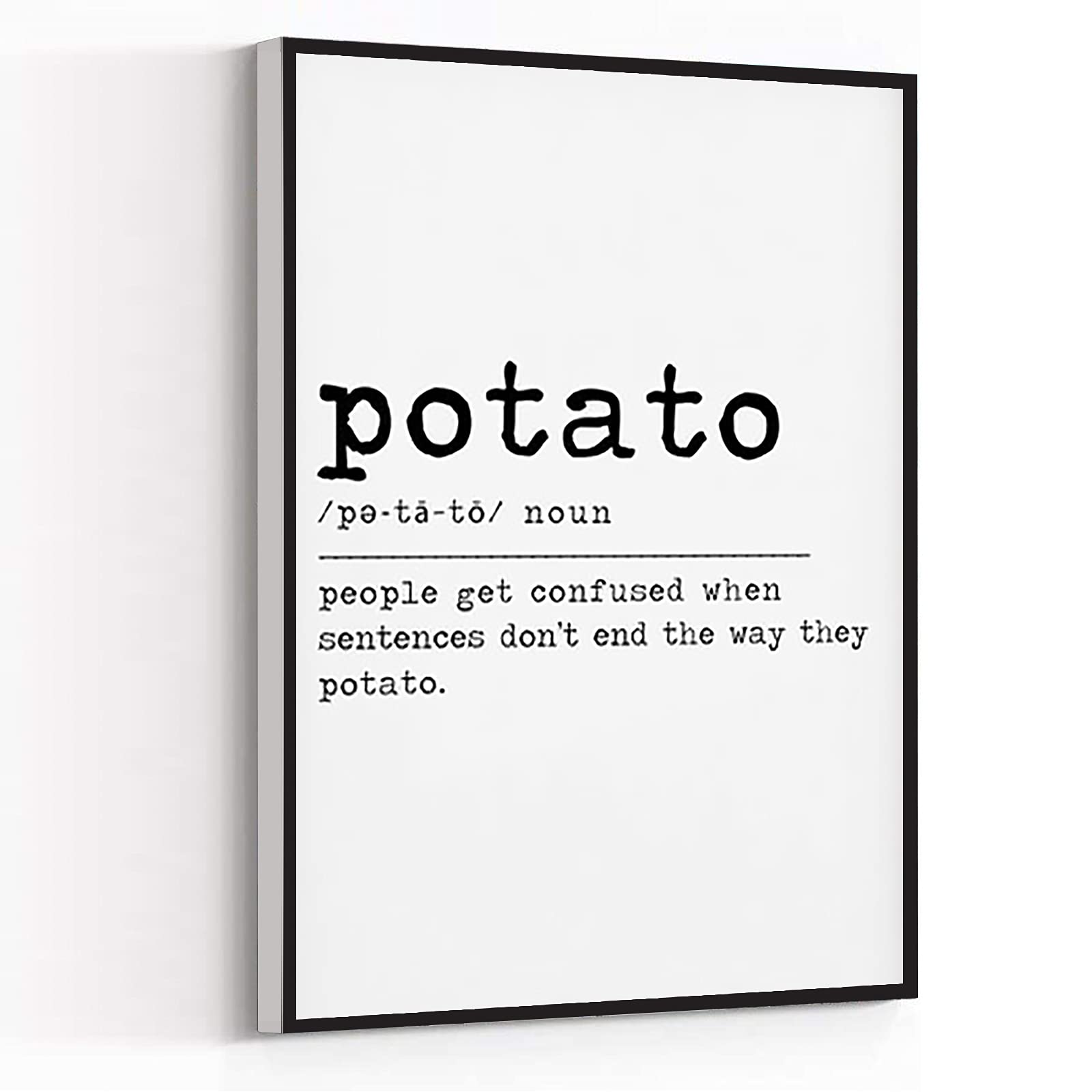 Large Canvas Wall Art - Modern Framed Potato Definition Print (8''x12'') - Funny Home Decor & Unique Gifts for Him - Perfect for Living Room, Bedroom & Office Decorations