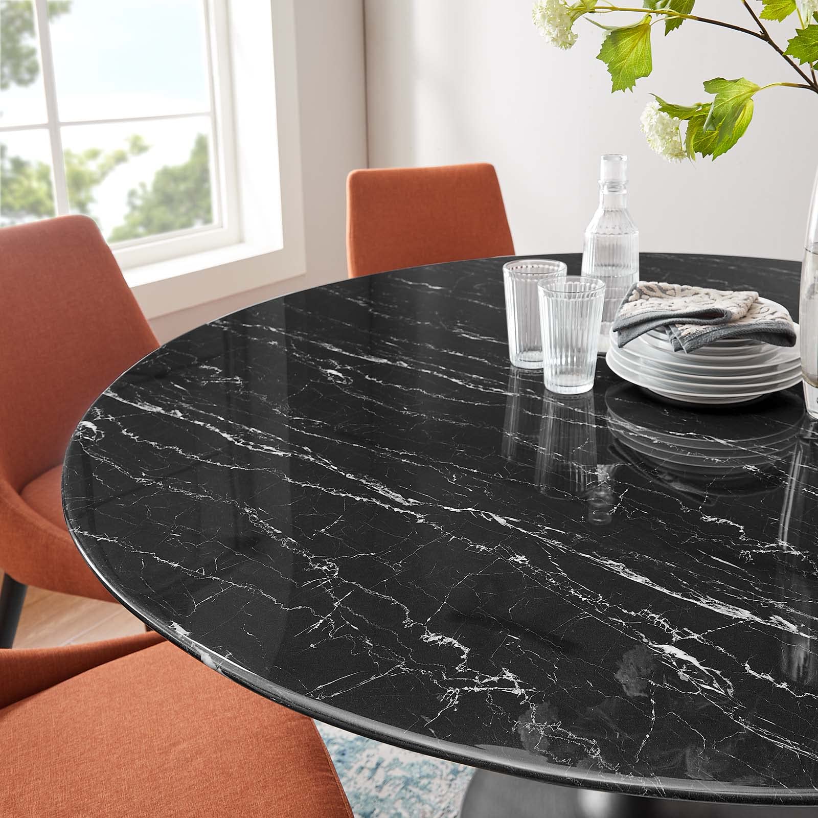 Modway Lippa 60 Inch Modern Dining Table in Black - Perfect for Small Spaces, Kitchens & Dining Rooms