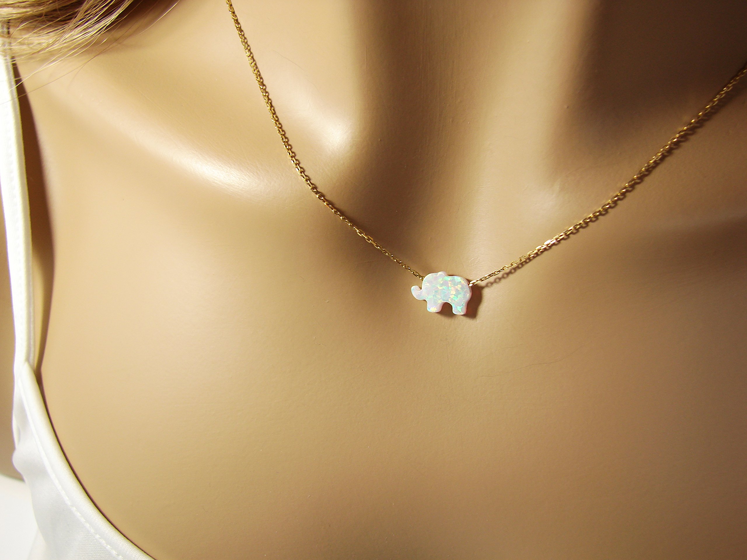 925 Sterling Silver White Opal Elephant Pendant Necklace for Women - Elegant Jewelry Gift for Birthday, Anniversary & Special Occasions