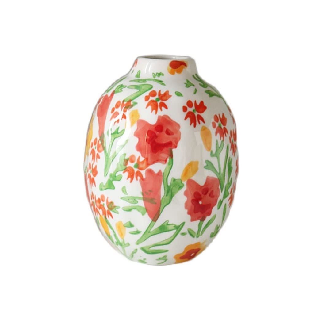 Hand-Painted Underglaze Multicolor Ceramic Art Vase - Elegant Home & Office Decor for Living Room, Dining Table, Wedding Centerpiece (Color B) | Glass-Like Finish
