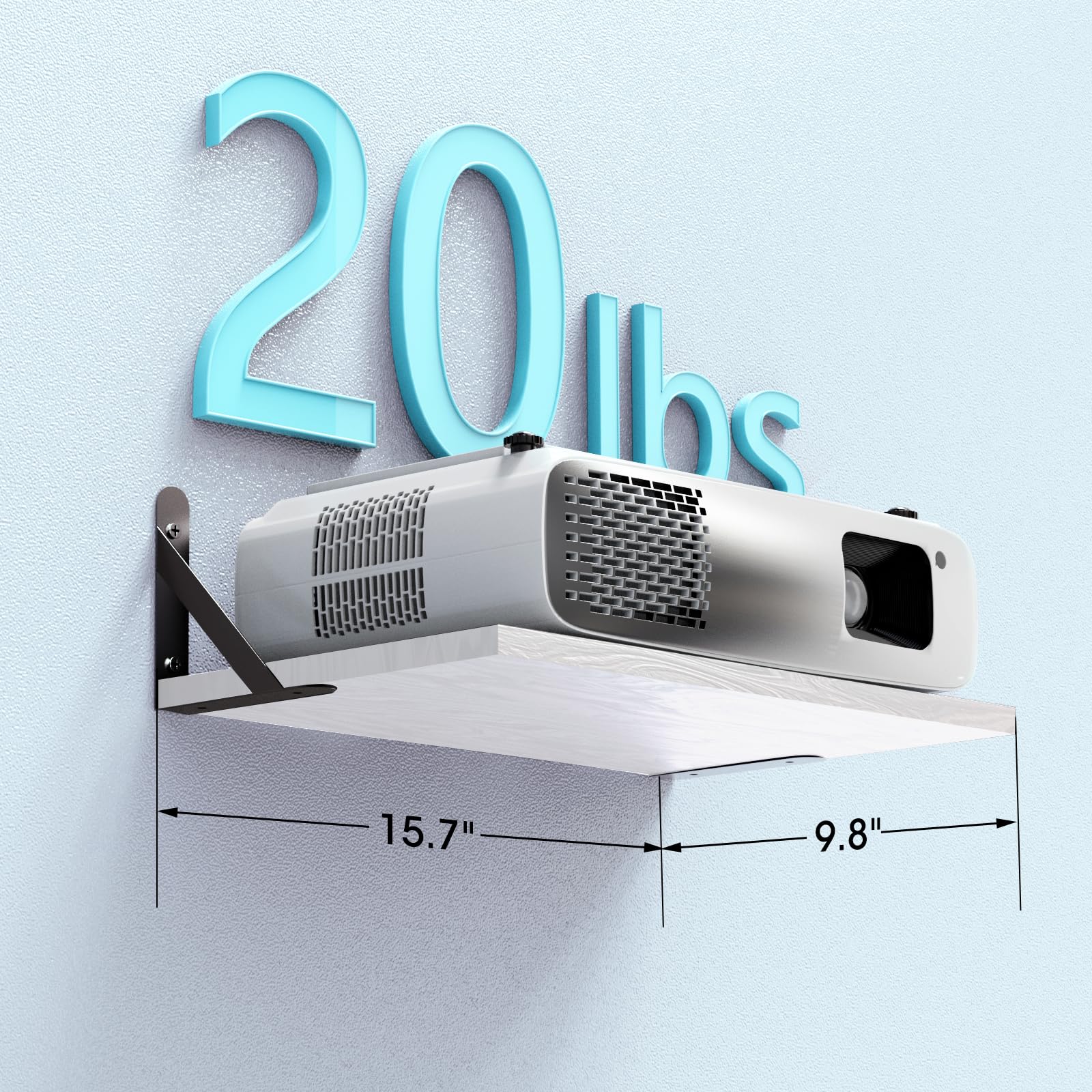 Universal Projector Wall Mount Shelf - Floating Projector Shelf for Wall, Modem & Router Mount with Cable Management | Perfect for Home Theater, Office & Gaming Setup