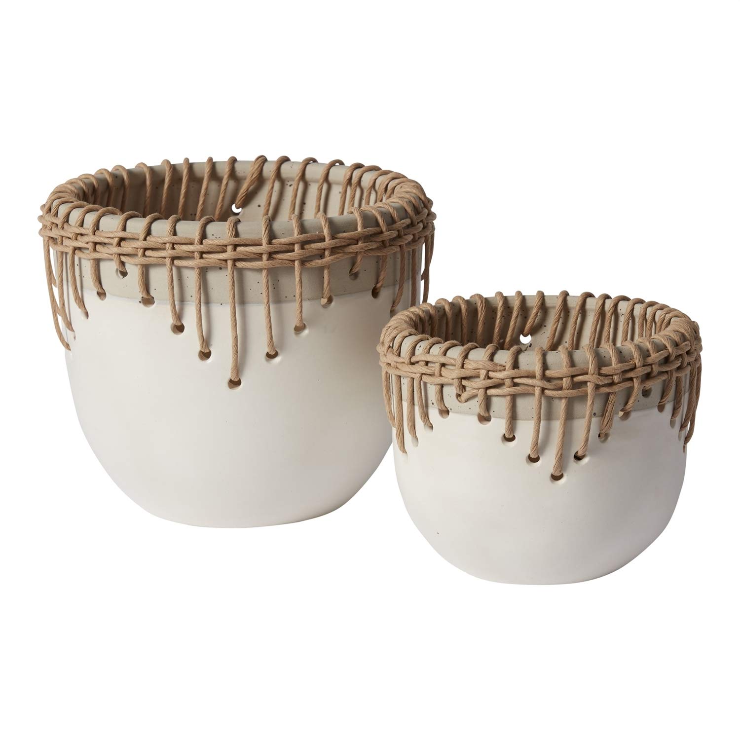 HideawayPots for Plants and Flowers - White Ceramic Plant Pots with Drainage Hole - Modern Ceramic Vase for Home Office Decor (6.75
