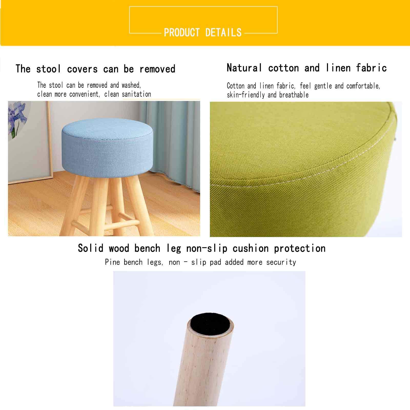 Vanity Stool with Upholstered Seat - Solid Wood Legs, 220 lb Capacity - Modern Makeup Dressing Bench & Piano Stool for Bedroom, Living Room, and Entryway