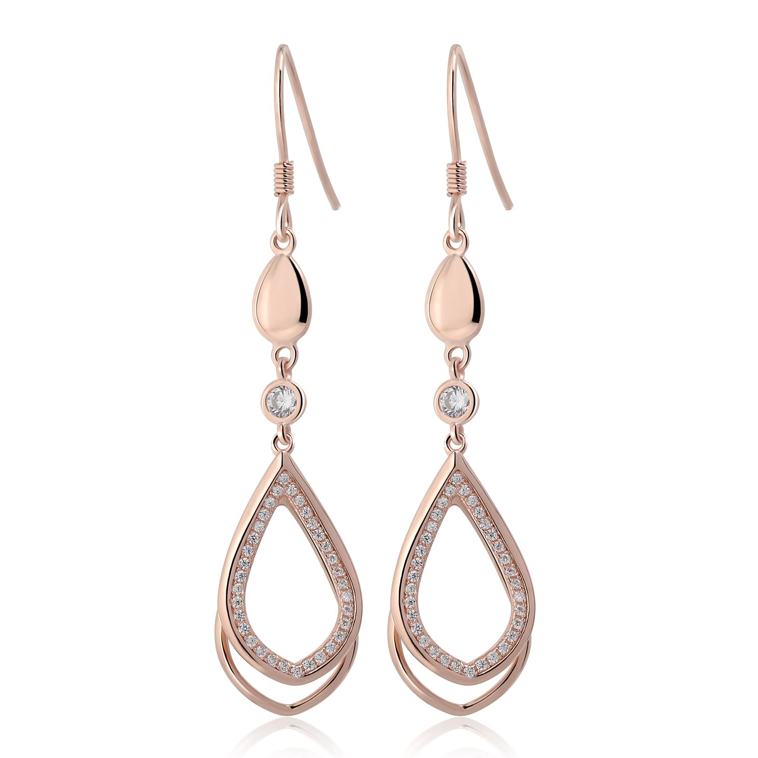 Handmade Sterling Silver Dangle Drop Earrings for Women | Elegant Teardrop Statement Jewelry in Rose Gold | Perfect Bridesmaid Gift & Wedding Accessory | Great for Parties, Date Nights & Special Occasions