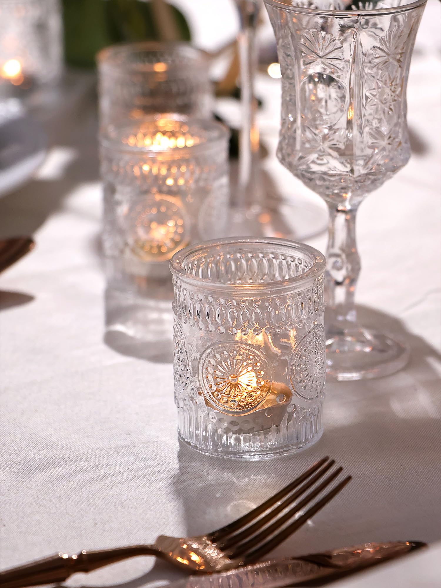 30 Pcs Clear Glass Votive Candle Holders - Wedding Centerpieces, Table Decor, Tea Light Holders for Party, Reception & Boho Decor - Perfect for Weddings, Dinner Parties & Home Decor
