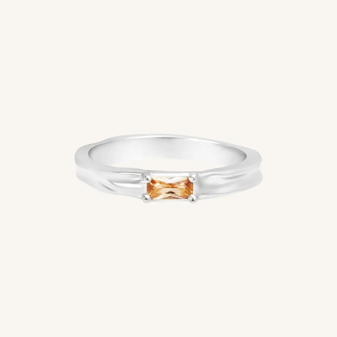 Myall Citrine Gemstone Ring - Natural Citrine Jewelry for Women, Elegant & Dainty Gold Plated Ring - Perfect for Everyday Wear, Gift Giving & Special Occasions