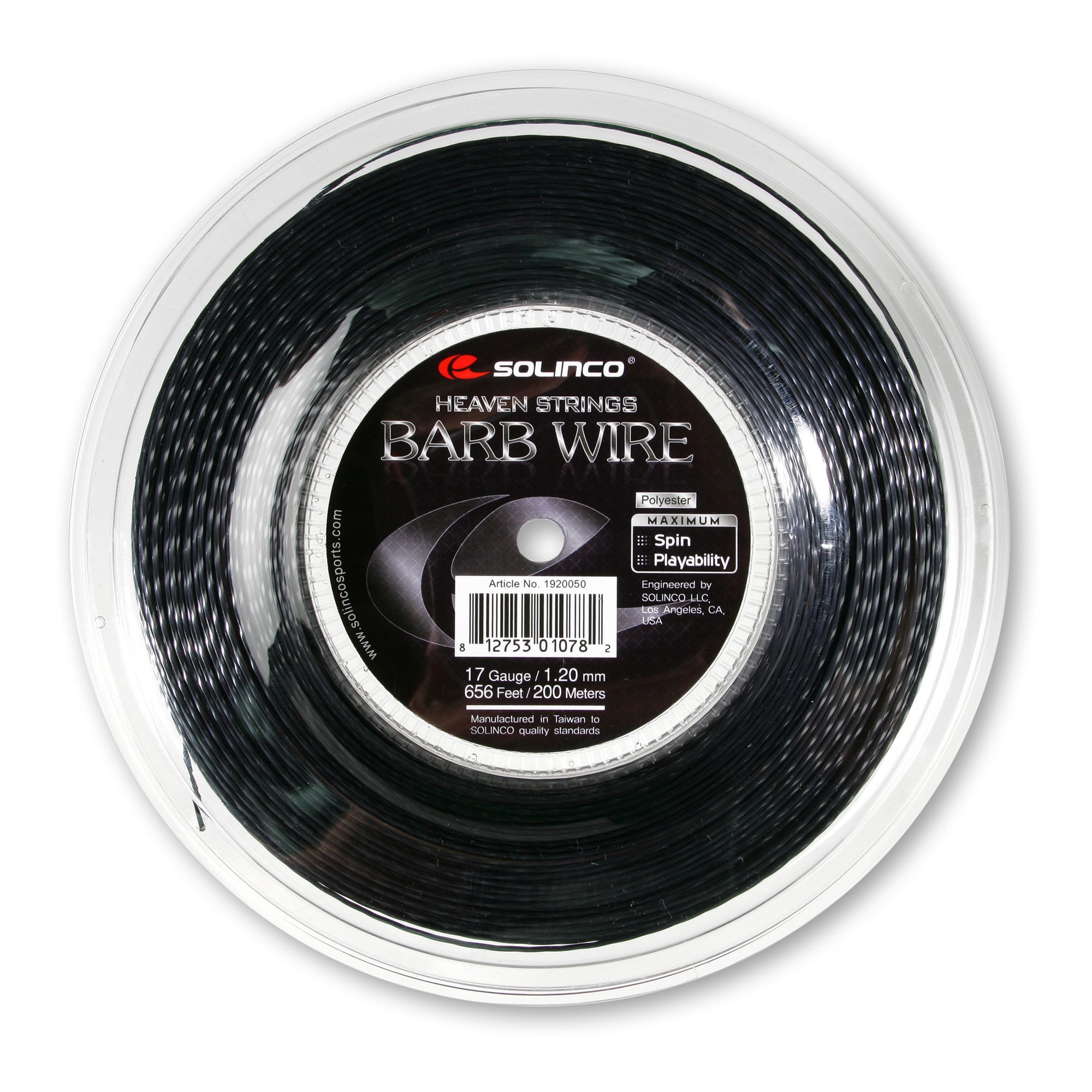 17G 1.20mm Barb Wire Tennis String Reel - Durable Polyester String for Tennis Rackets | Perfect for Competitive Play & String Replacement