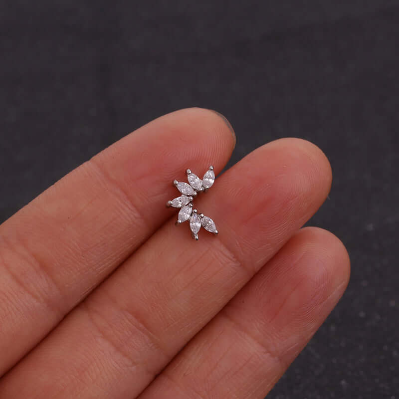 20G Cartilage Leaf Stud Helix Earrings - Hypoallergenic Surgical Steel Ear Jewelry for Women | Perfect for Daily Wear, Parties & Gifts | HSPJ19111