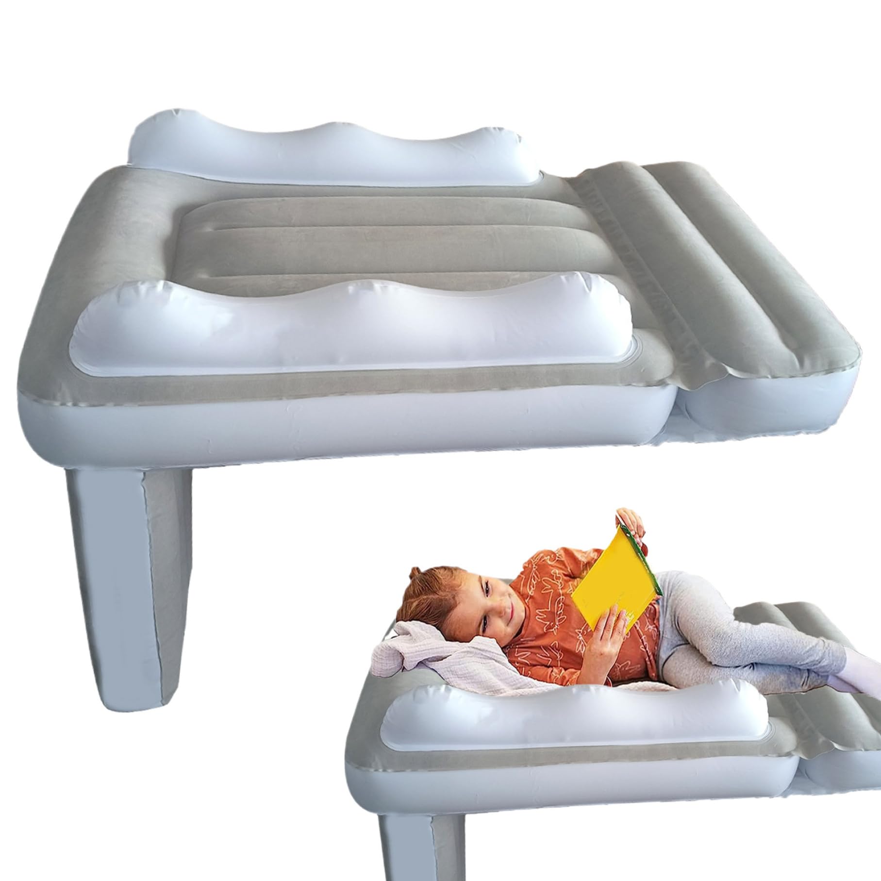 Inflatable Toddler Travel Bed for Airplanes - Portable Kids Airplane Bed Fits Most Seats | Easy Setup & Compact for Travel | Perfect for Long Flights, Road Trips & Nap Time