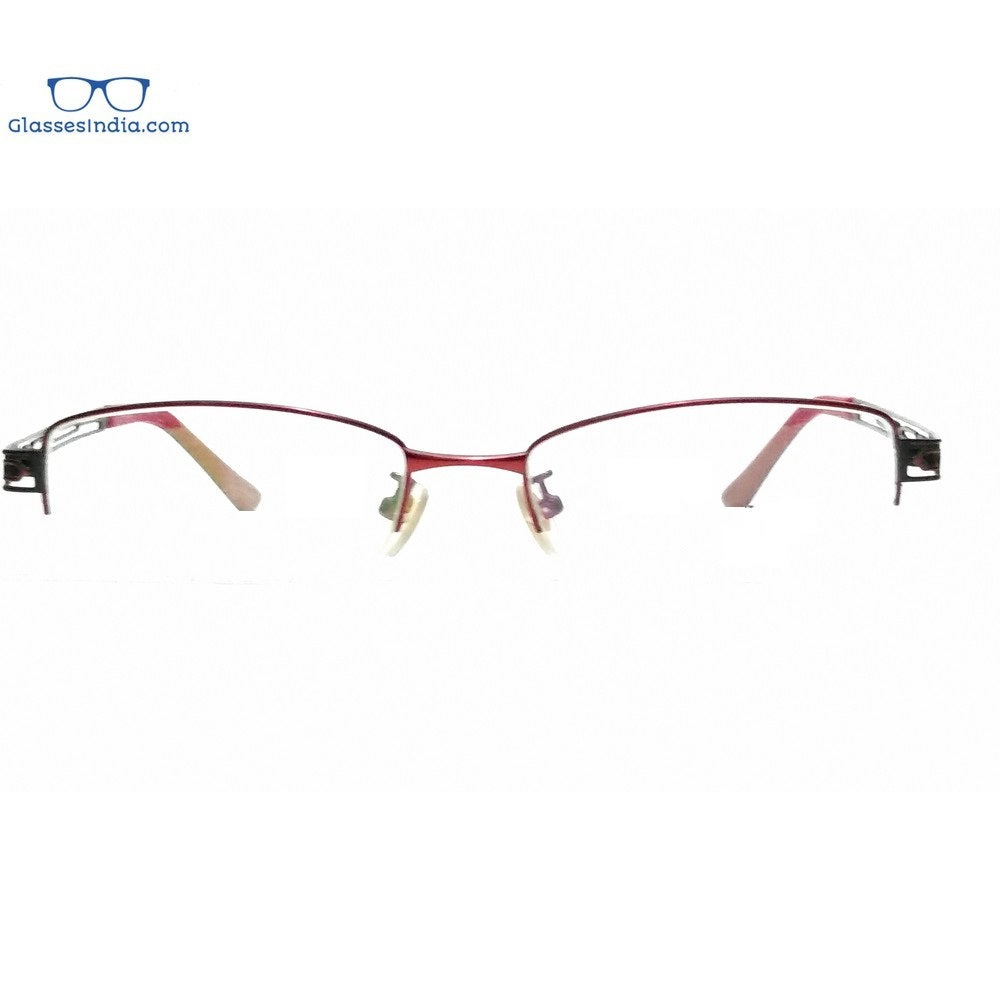 Blue Light Blocking Computer Glasses for Women - Red Supra Half Rimless Frame (A7083RD) | Reduce Eye Strain for Office Work, Gaming & Screen Time