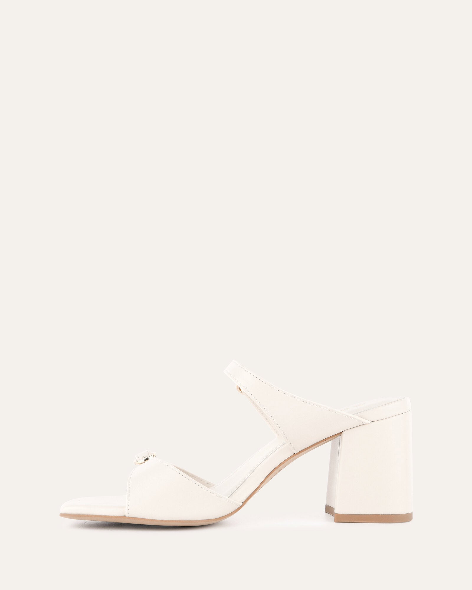SPENCER Women's Mid Heel Sandals - Off White Genuine Leather Comfortable Dress Shoes for Wedding, Party & Summer Outfits