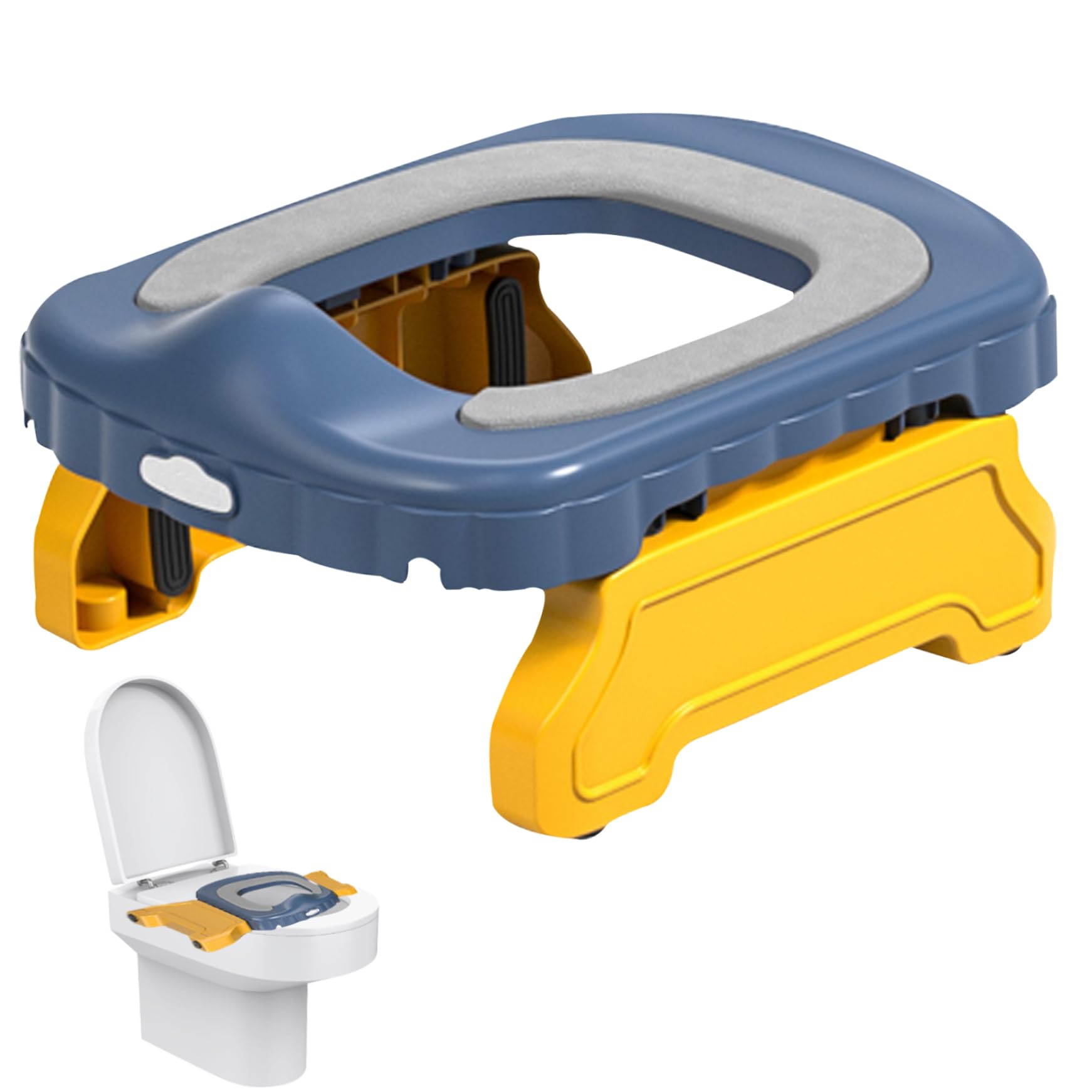 2-in-1 Foldable Travel Potty for Toddlers - Portable Toilet Training Seat with Easy Clean Design for Indoor & Outdoor Use - Perfect for Car Trips, Camping & Home Potty Training (Blue)