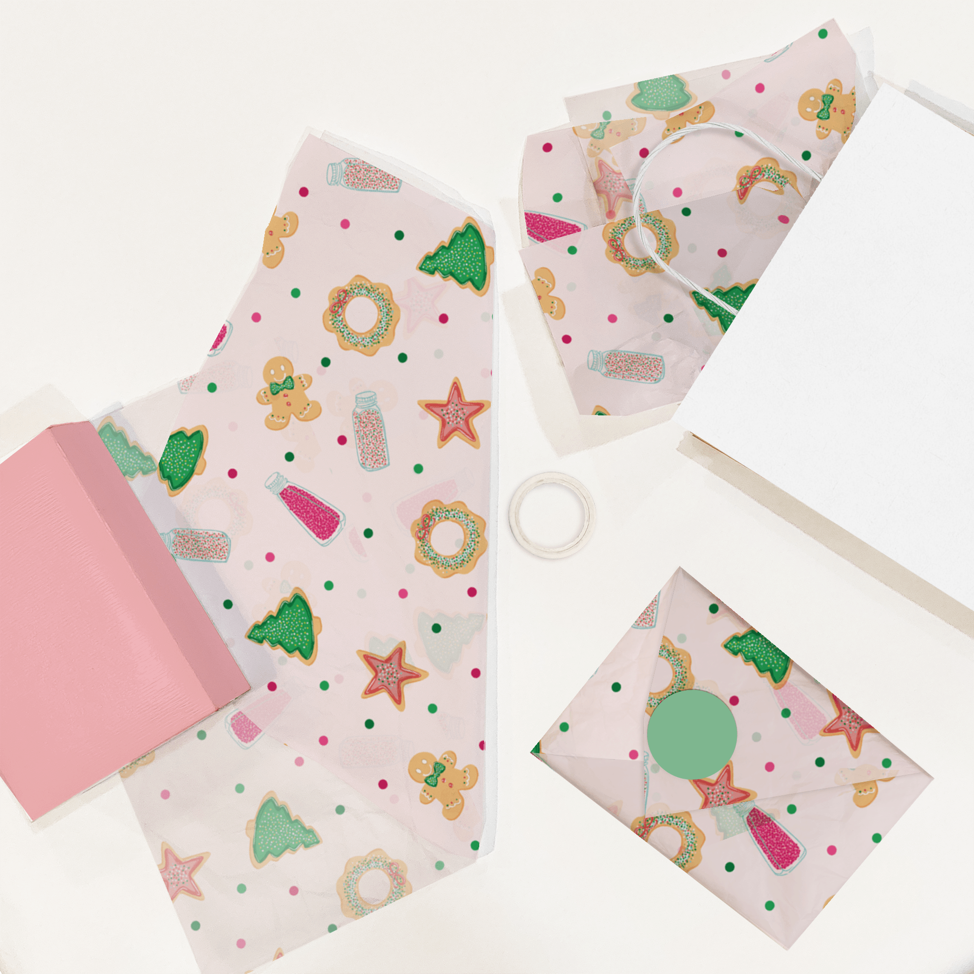 Festive Christmas Cookies Printed Tissue Paper - Holiday Gift Wrapping & Party Decorations for Bags, Boxes, and Present Packaging