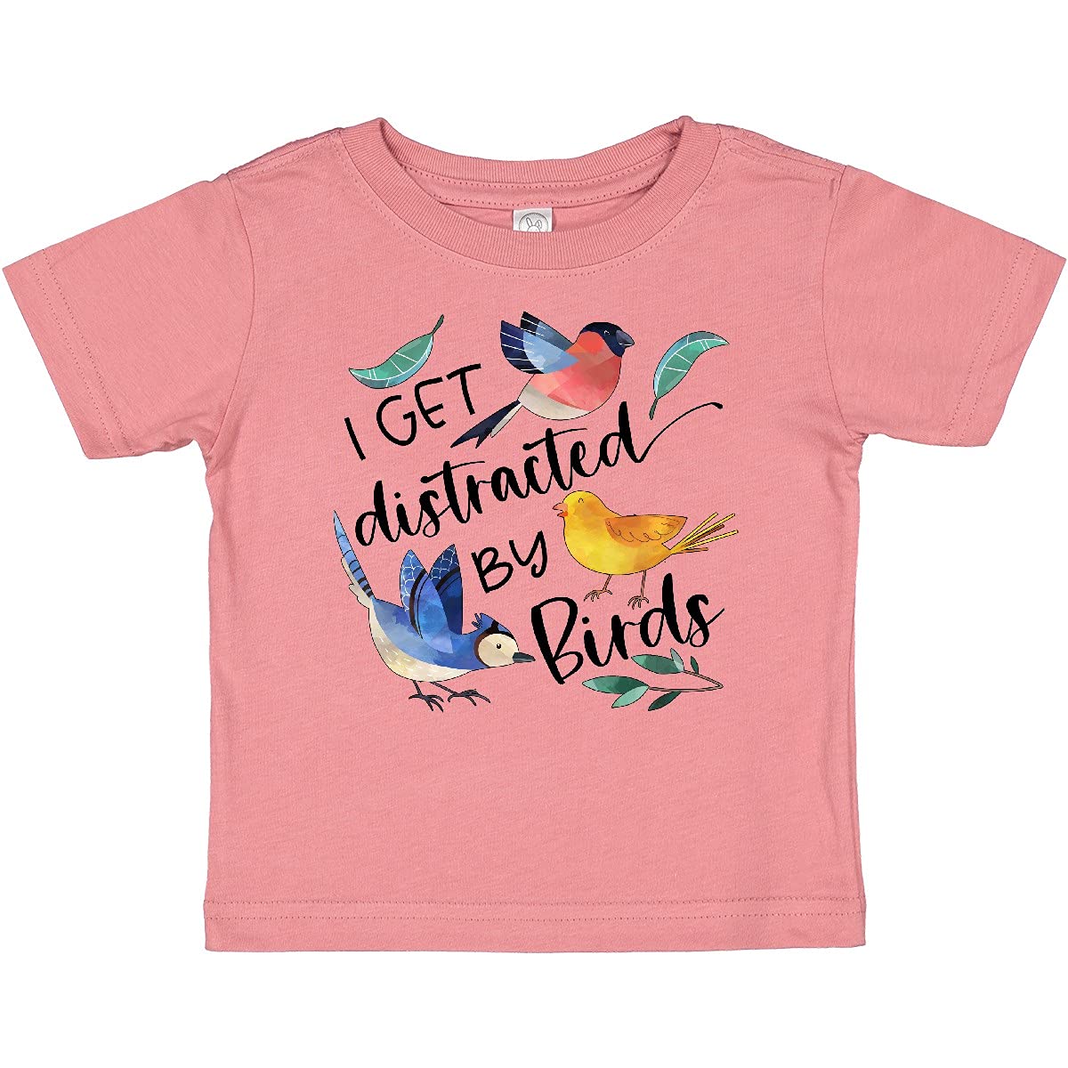 inktastic I Get Distracted by Birds Baby T-Shirt - Cute Bird Lover Outfit for Infants & Toddlers - Perfect for Playdates, Family Photos & Everyday Wear