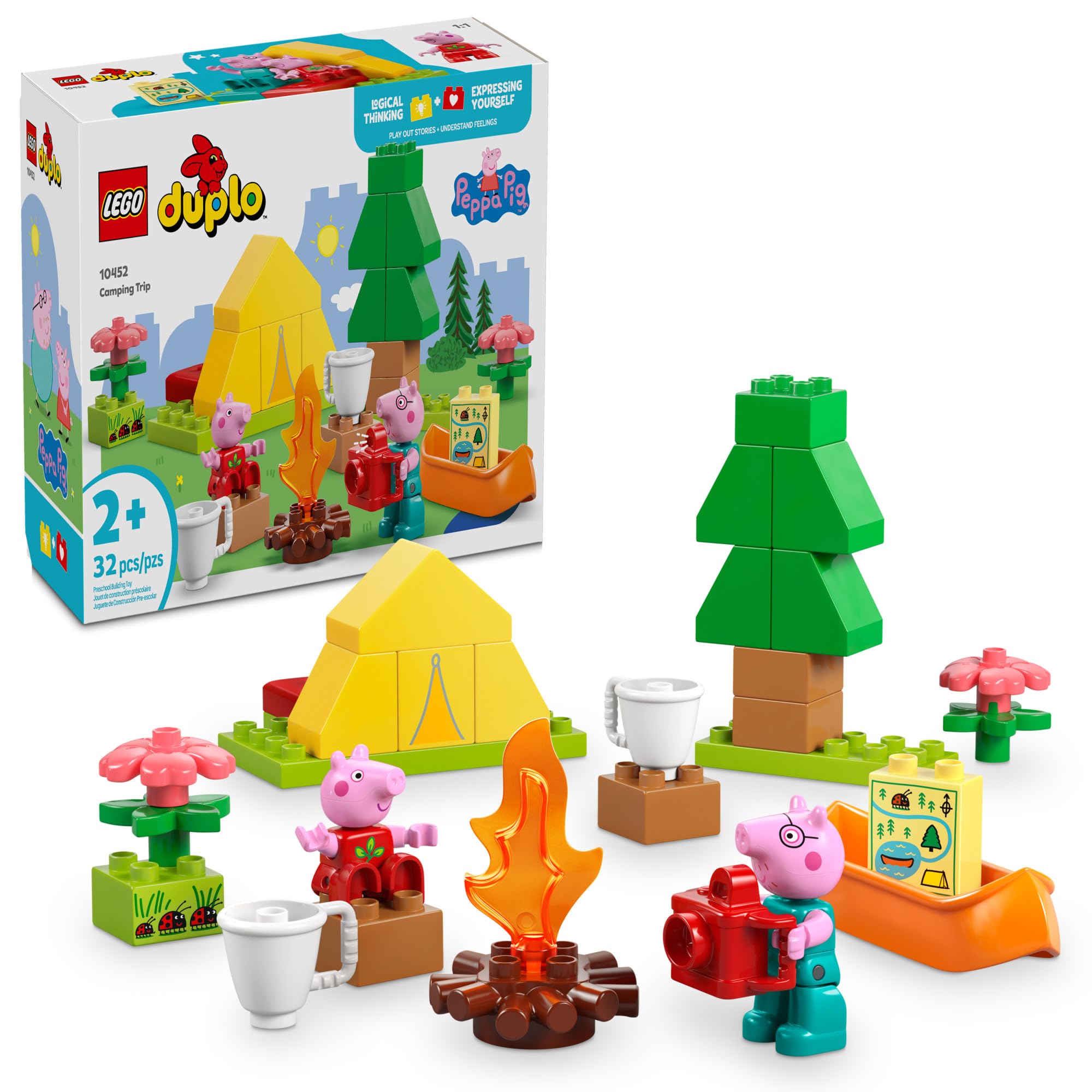 LEGO DUPLO Peppa Pig Camping Trip Building Blocks Set - Educational Toddler Toy for Creative Play & Early Development - Best Birthday Gift for Kids Ages 2-5 (Boys & Girls) - Perfect for Preschool Learning & Imaginative Playtime - 10452