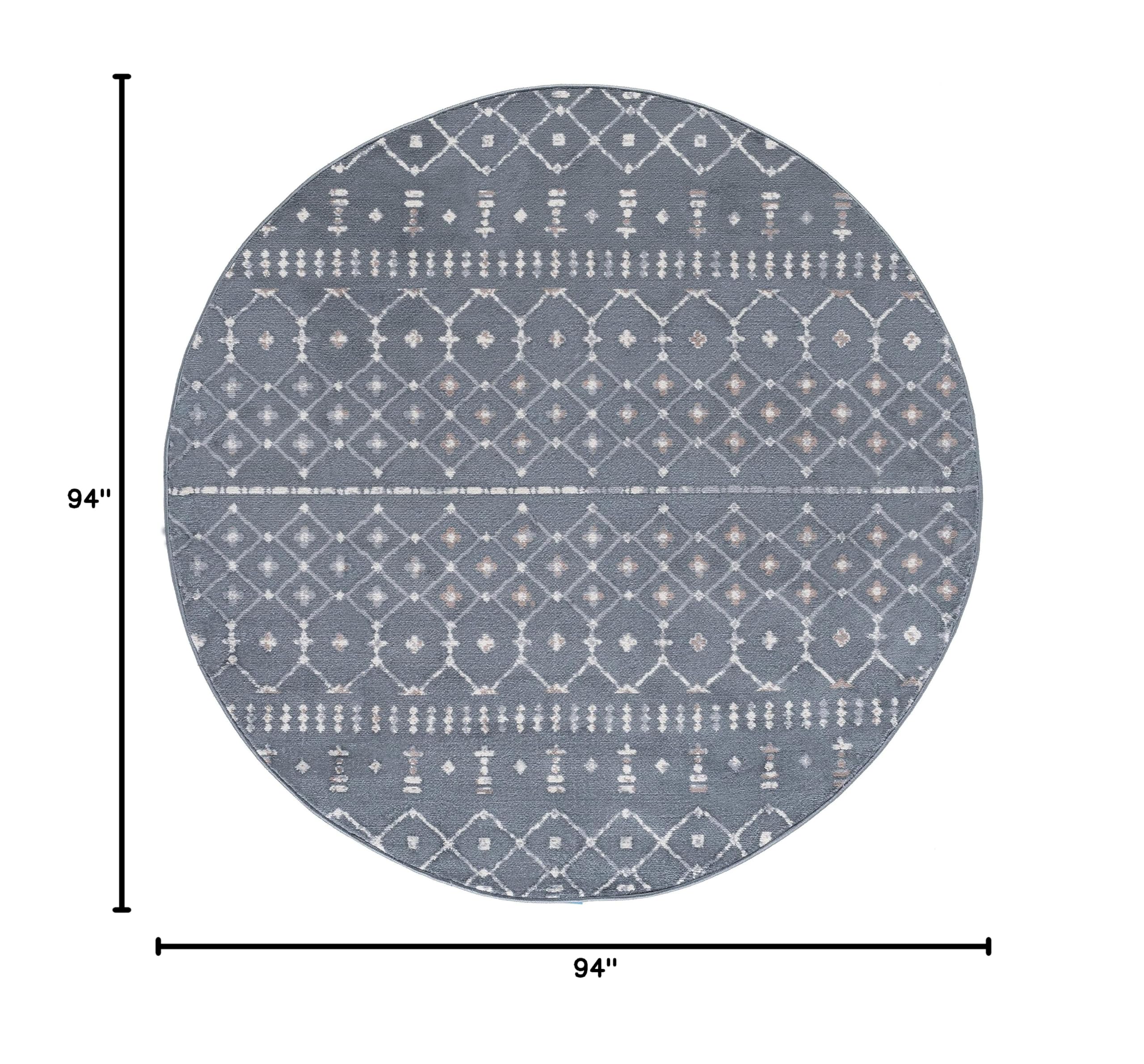 Dark Gray Modern Large 8ft Round Area Rug - Soft Contemporary Carpet for Living Room, Bedroom, Dining Room, Kitchen & Entryway - Perfect for Home Decor, Family Gatherings and Cozy Spaces