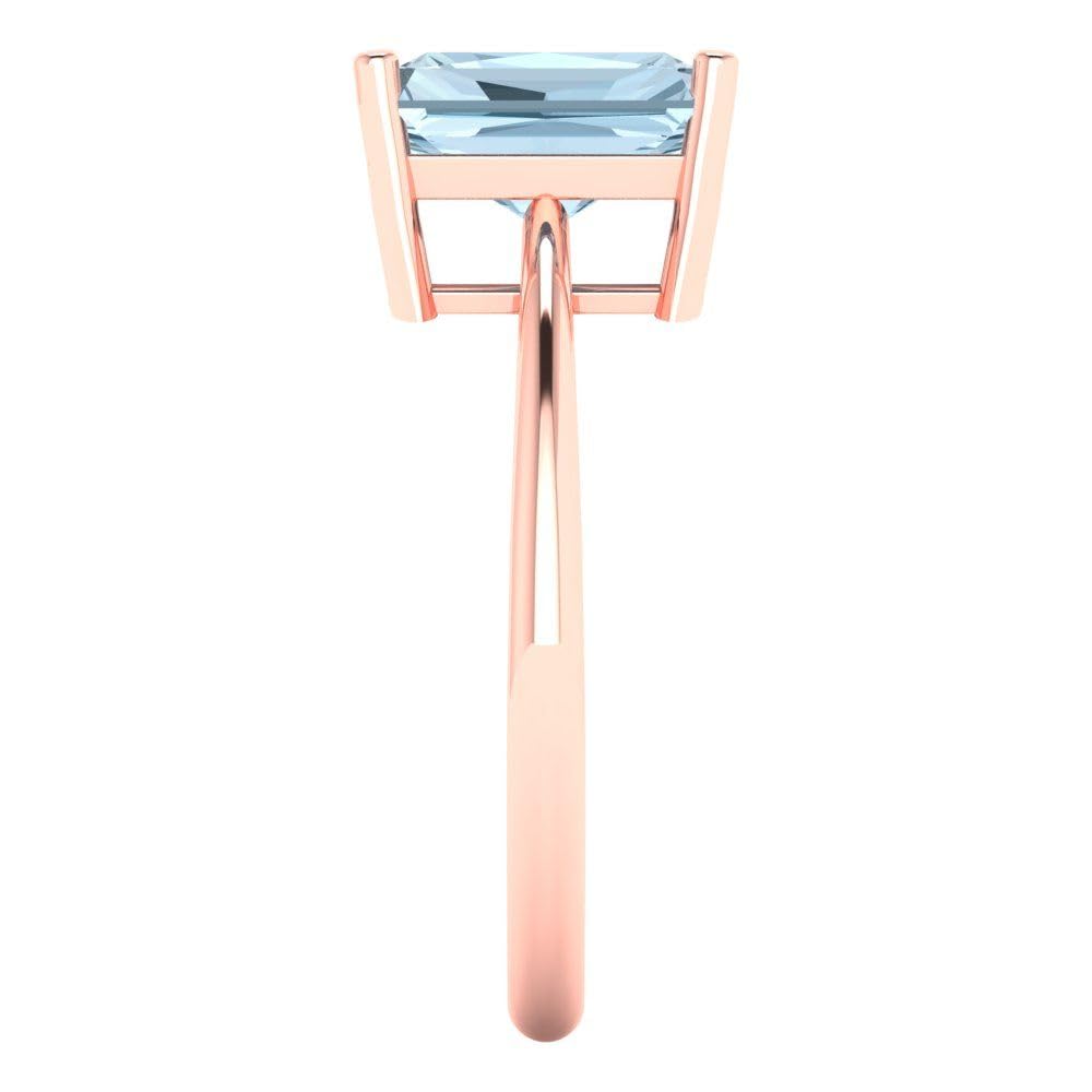 Clara Pucci 2.5 Carat Radiant Cut Natural Sky Blue Topaz Solitaire Engagement Ring in 14K Rose Gold - Perfect for Bridal, Anniversary & Proposal Gifts