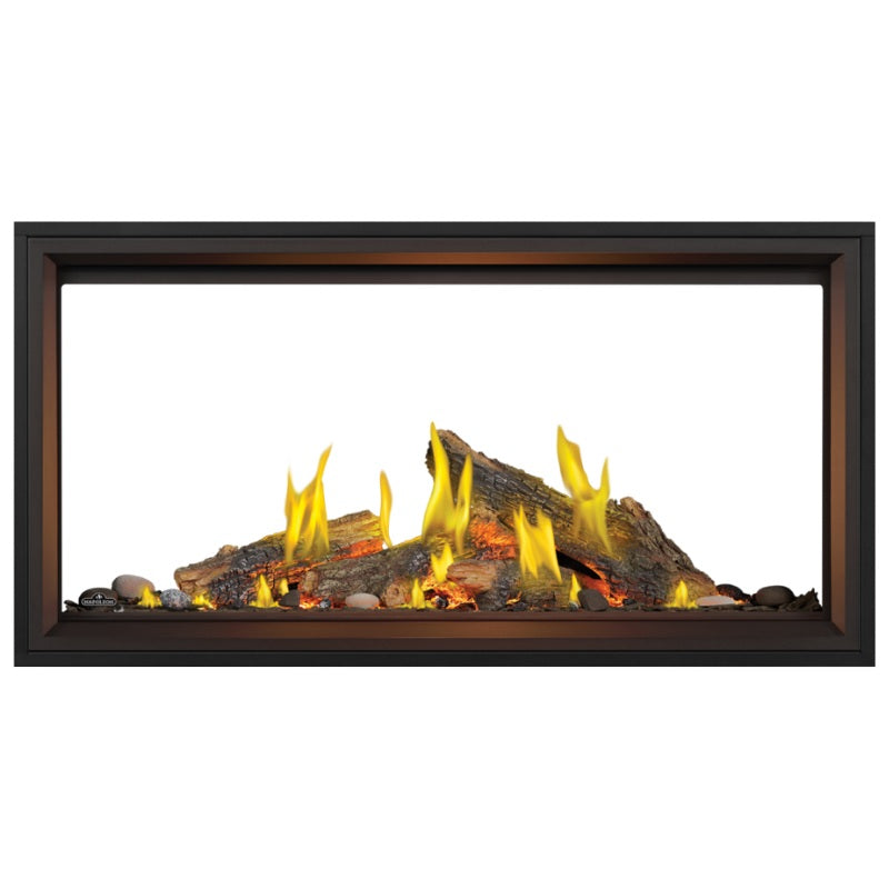 Napoleon Tall Vector 50-Inch See-Through Direct Vent Linear Gas Fireplace with Realistic Luminous Logs - Perfect for Modern Living Rooms, Bedrooms, and Patio Heating